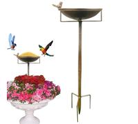 Standing Bird Bath, Garden Basin with Pedestal, Weather-Resistant Iron Ornament, Classic Statuary with Rust-Resistant Finish, Outdoor Water Station for Hummingbirds and Bees