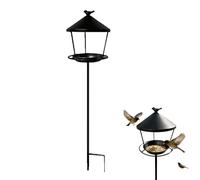 Standing Bird Feeder - Weatherproof Anti-Waste Station, Standing Feeder Tray for Garden, Robust Feeding Stand, Heavy-Duty Metal Frame with Double Mesh Base, Statable Support Set for Wild Bird Feeding