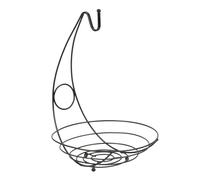 Standing Fruit Vegetable Bowl Storage - Banana Hanger Storage Solution | Elegant Fruit Basket Bowl | Vegetable Cup Countertop Organizer Space Saving Design Iron Electroplating 39x27x7cm Black Silver