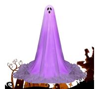 Standing Ghost Decor, Light-Up Halloween Spirit, Adjustable Height Prop, 85cm-165cm, Glowing Lawn Ornament, Spooky Yard Accent Piece, White with Led Lights, for Porch Garden Haunted House Display