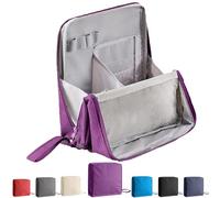 Standing Makeup Bag, Doresty Makeup Bag, Oxford Fabric Standing Make Up Bags Portable, Large Capacity, Waterproof Vertical Office Desktop Storage Bags (Purple)