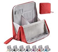 Standing Makeup Bag, Large Make Up Bag, Multi-Purpose Large Capacity Oxford Cloth Standing Makeup Bag, Portable, Waterproof with Compartments, for Women (Wine Red)
