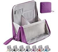 Standing Makeup Bag, Large Make Up Bag, Multi-Purpose Large Capacity Oxford Cloth Standing Makeup Bag, Portable, Waterproof with Compartments, for Women (Purple)