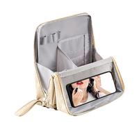 Standing Makeup Bag, Palette Case, Waterproof Self-Standing Pouch Multifunction Organizer Multiple Compartments Portable Travel Cosmetics Women Teens Mirror