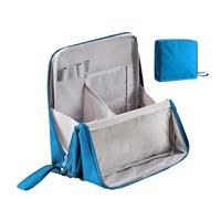 Standing Makeup Bag Portable,Large Capacity Cloth Standing Makeup Bag,Makeup Organizer Countertop, Waterproof Cosmetic Toiletry Bags with Handle. (Blue)