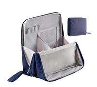 Standing Makeup Bag Portable,Large Capacity Cloth Standing Makeup Bag,Makeup Organizer Countertop, Waterproof Cosmetic Toiletry Bags with Handle. (Navy Blue)