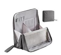 Standing Makeup Bag Portable,Large Capacity Cloth Standing Makeup Bag,Makeup Organizer Countertop, Waterproof Cosmetic Toiletry Bags with Handle. (Gray)