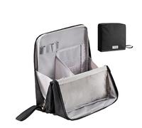Standing Makeup Bag Portable,Large Capacity Cloth Standing Makeup Bag,Makeup Organizer Countertop, Waterproof Cosmetic Toiletry Bags with Handle. (Black)