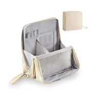 Standing Makeup Bag, Portable, Large Capacity, Multi-purpose Travel Makeup Bag Organizer with Compartments (A-Beige)