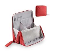 Standing Makeup Bag, Portable, Large Capacity, Multi-purpose Travel Makeup Bag Organizer with Compartments (E-Red)