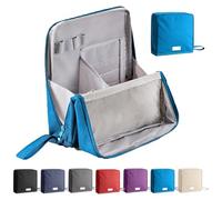 Standing Makeup Bag Portable, Large Capacity, Multifunctional Waterproof Vertical Organizer Makeup Bag for Travel, Stationery Organizer with Compartments, Office Desktop Storage Bags (Blue2)