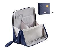 Standing Makeup Bag - Portable, Large Capacity, Traveler Makeup Organizer Bag, Vertical Opening Waterproof Multifunctional Make Up Bags with Compartments. (Navy Blue)