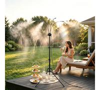 Standing Misters for Outside Patio, 5.25FT Adjustable Outdoor Misting Cooling System, Portable Water Hose Mister for Backyard Garden Pool BBQ, Stand Up Misting Station (1Set)