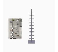 Standing Shelf 9 Floor White Bookcase Open Vertical Bookshelf Tower 15x15x69 Inch Adjustable Book Shelves Can Hold 60-90 Books,Black, Orange Red, Yellow, Gray,For Library, Living Room,Schools(Grey)
