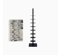 Standing Shelf 9 Floor White Bookcase Open Vertical Bookshelf Tower 15x15x69 Inch Adjustable Book Shelves Can Hold 60-90 Books，Black, Orange Red, Yellow, Gray，For Library, Living Room，Schools(Black)