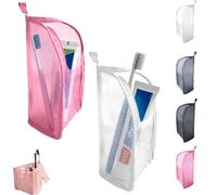 Standing Toiletry Bag for Travel, Clear Waterproof Woven EVA Mesh Cosmetic Makeup Organizer, Foldable Hanging Bathroom Storage for Toiletries & Toothbrush, Lightweight, 8.6x5.1x5.1" (Mixed-3)