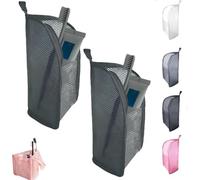 Standing Toiletry Bag for Travel, Clear Waterproof Woven EVA Mesh Cosmetic Makeup Organizer, Foldable Hanging Bathroom Storage for Toiletries & Toothbrush, Lightweight, 8.6x5.1x5.1" (Black-2Pcs)