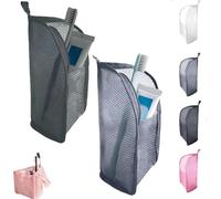 Standing Toiletry Bag for Travel, Clear Waterproof Woven EVA Mesh Cosmetic Makeup Organizer, Foldable Hanging Bathroom Storage for Toiletries & Toothbrush, Lightweight, 8.6x5.1x5.1" (Mixed-4)