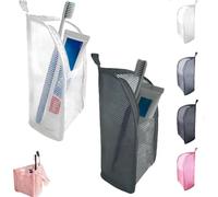 Standing Toiletry Bag for Travel, Clear Waterproof Woven EVA Mesh Cosmetic Makeup Organizer, Foldable Hanging Bathroom Storage for Toiletries & Toothbrush, Lightweight, 8.6x5.1x5.1" (Mixed)