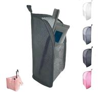 Standing Toiletry Bag for Travel, Clear Waterproof Woven EVA Mesh Cosmetic Makeup Organizer, Foldable Hanging Bathroom Storage for Toiletries & Toothbrush, Lightweight, 8.6x5.1x5.1" (Black)