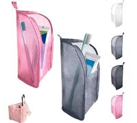 Standing Toiletry Bag for Travel, Clear Waterproof Woven EVA Mesh Cosmetic Makeup Organizer, Foldable Hanging Bathroom Storage for Toiletries & Toothbrush, Lightweight, 8.6x5.1x5.1" (Mixed-5)