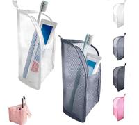 Standing Toiletry Bag for Travel, Clear Waterproof Woven EVA Mesh Cosmetic Makeup Organizer, Foldable Hanging Bathroom Storage for Toiletries & Toothbrush, Lightweight, 8.6x5.1x5.1" (Mixed-2)