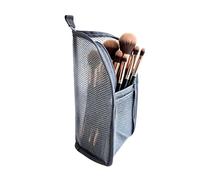 Standing Toiletry Bag - Waterproof Mesh Cosmetic Pouch | Travel Toiletries Organizer | Multi Compartment Makeup Storage Bag with Upright Portable Bathroom Shower Kit for Women Camping Road Trip