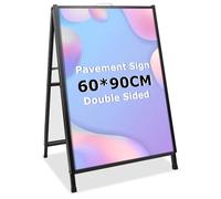 STANDNEE Pavement Sign Frame - Double Sided Display A-Board Poster Stand Sign Holder per pubblicità (nero, 60 x 90 cm)