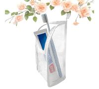Standup Toiletry Bag - Portable Lightweight Travel Organizer, Keep Cosmetics & Essentials Neat, Hanging & Foldable for Home, Gym & Trips (White)