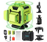 Stanew Livella Laser Autolivellante 4 X 360 °,Verde Livella Laser 16 Linee con Autolivellante IP54, 2 x 2400mAh Batterie, Autolivellante, Supporto rotante, Telecomando, Base Magnetica