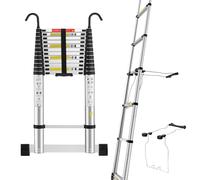 STANEW Scala Telescopic 5M in Alluminio con Stabilizzatrice e Ganci Staccabili, Scala Pieghevole Portatile Adatto, Stabile Scala, Multi-funzione, Carico Massimo 150 kg