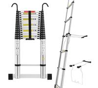 STANEW Scala Telescopic 6.2M in Alluminio con Stabilizzatrice e Ganci Staccabili, Scala Pieghevole Portatile Adatto, Multi-funzione, Carico Massimo 150 kg