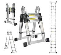 STANEW Scala telescopica in alluminio 5M(2,5+2,5), Alu Scaletta Telescopica, Scala Multiuso 150kg di portata, scala a libro per interni ed esterni