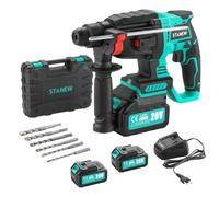 STANEW Taladro Percutor a Bateria, Martillo Percutor Bateria con Portabrocas SDS-Plus, Motor Sin Escobillas, 4500 BPM, 1000 RPM, 6 Brocas, Energía de Impacto 2J, 2 * 20 V 4,0 Ah Batería