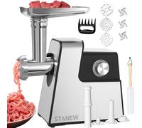 STANEW Tritacarne Elettrico 4 in 1, Motore 3500W Max ,con 3 piastre in Acciaio Inox e 3 lame, con Accessori 1 Insaccati e 1 Kebbe,Tritacarne Elettrico Profesionale per una macinazione rapida e fine