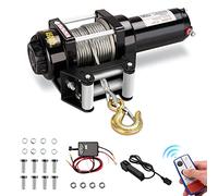 STANEW Verricello elettrico 12V che tira fino a 4500LB/2041Kg Corda d'acciaio da 10 m, nero, argani a fune sintetica con telecomando senza fili