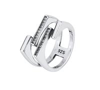 STANG Anelli in Argento 925 per Donna 4 Strati con zirconi, Gioielli alla Moda Vintage, Grandi Anelli antichi Regolabili