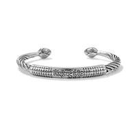 STANG Bracciale in Argento con Mantra Buddista a Sei Caratteri Bracciale con Apertura in Loto Intagliato Bracciale da Uomo Vintage con Gioielli Intrecciati