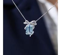 STANG Ciondolo Acquamarina Micro-incrostato zircone Fiocco Collana Signore Luce Lusso Tendenza Tutto-fiammifero Catena clavicola Squisito Regalo di Gioielli