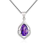 STANG Collana con Ciondolo Ametista Goccia di Moda Personalizzata con Catena a clavicola con Gemma Viola da Donna Semplice Regalo di Gioielli di Lusso Leggeri