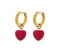 STANG Orecchini a Cerchio in Acrilico con Cuore Rosso Romantico ed Elegante, Orecchini a Cerchio con Perle d'Acqua Dolce per Gioielli da Donna