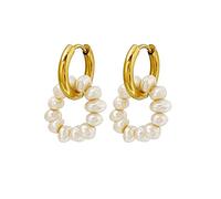 STANG Orecchini a Cerchio in Acrilico con Cuore Rosso Romantico ed Elegante, Orecchini a Cerchio con Perle d'Acqua Dolce per Gioielli da Donna