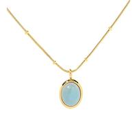 STANG personalità Semplice Acciaio al Titanio Placcato Oro 18 carati Acquamarina Ciondolo Collana da Donna Regalo di Gioielli Temperamento di Lusso Leggero
