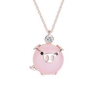 STANG personalità Semplice Rosa Collana con Ciondolo Maialino Dolce e Carino Ciondolo in Cristallo da Donna Squisito Regalo di Gioielli