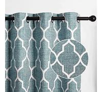 StangH Tende da finestra oscuranti con isolamento termico per camera da letto, con motivo geometrico marocchino, tende corte per decorazione moderna, color foglia di tè, 132 x 160 cm, 2 pannelli