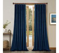 StangH Tende extra lunghe in velluto, colore blu navy, tende isolate termicamente per l'inverno, soffitto alto, oscuranti, per teatro/camera da letto, larghezza 132 x lunghezza 305 cm, 2 pannelli