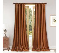 StangH Tende in velluto arancione bruciato, lunghe 228,6 cm, isolamento termico, per camera da letto, con linguetta posteriore, decorazione per la casa e la porta scorrevole, 132 x 228 cm, 2 pannelli