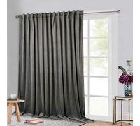 StangH Tende in velluto grigio da 213 cm, extra larghe, oscuranti e termiche, per porte scorrevoli, con linguetta posteriore, design con linguetta posteriore, per soggiorno in fattoria, colore: grigio