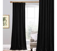 StangH Tende in velluto nero, lunghe 304,8 cm, extra lunghe, per soffitto, oscuranti, termiche, per soggiorno, 132 x 300 cm, 1 pannello