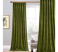 StangH Tende in velluto verde oliva per camera da letto, blocco della luce, isolamento termico per finestra, soggiorno, casa colonica, ufficio, 132 x 213 cm, 1 pannello